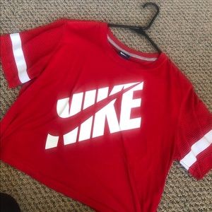 Red Cropped Nike Tee